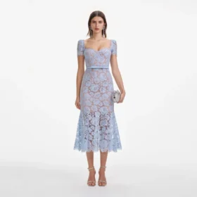 Baby Blue Fine Lace Midi Dress