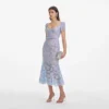 Baby Blue Fine Lace Midi Dress