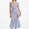 Baby Blue Fine Lace Midi Dress