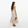 Beige Bandeau Pleated Midi Dress