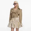Beige Cropped Trench Jacket