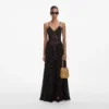 Black And Gold Chiffon Maxi Dress