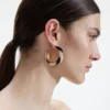 Black And Gold Pearl Hoop Earrings