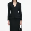 Black Blazer Tailored Midi Dress