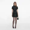 Black Boucle Collared Mini Dress Black Boucle Collared Mini Dress