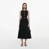 Black Boucle Crepe Midi Dress