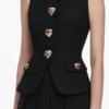 Black Boucle Crepe Midi Dress