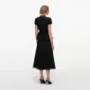 Black Boucle Crystal Trim Chiffon Midi Dress