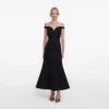 Black Boucle Midi Dress