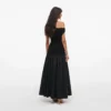 Black Cotton Draped Knit Midi Dress Black Cotton Draped Knit Midi Dress