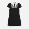 Black Crepe Bow Collar Mini Dress Black Crepe Bow Collar Mini Dress