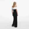 Black Crepe Flower Maxi Dress