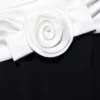 Black Crepe Flower Midi Dress