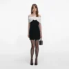 Black Crepe Flower Mini Dress