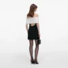 Black Crepe Flower Mini Dress