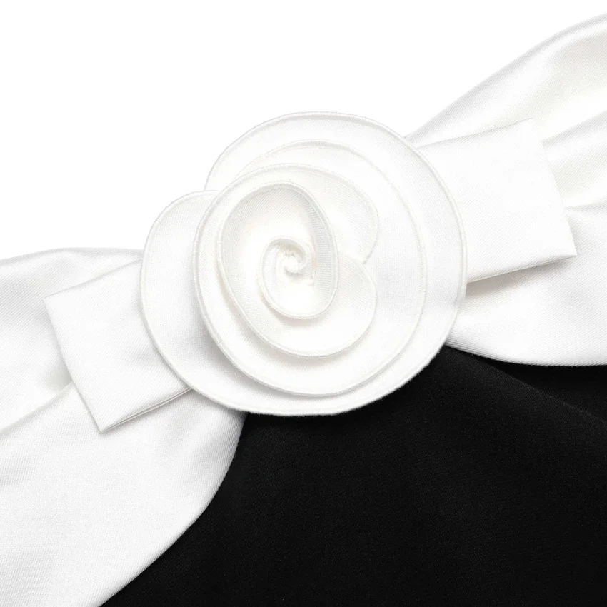 Black Crepe Flower Top Black Crepe Flower Top