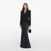 Black Crepe Polka Dot Maxi Dress Black Crepe Polka Dot Maxi Dress