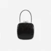Black Croc Leather Compact Mini Bag