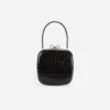Black Croc Leather Compact Mini Bag