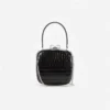 Black Croc Leather Compact Mini Bag