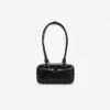 Black Croc Leather Mini Shoulder Bag