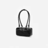 Black Croc Leather Mini Shoulder Bag