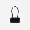 Black Croc Leather Mini Shoulder Bag