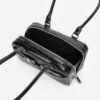 Black Croc Leather Mini Shoulder Bag