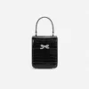 Black Croc Leather Structured Mini Bag