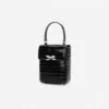 Black Croc Leather Structured Mini Bag