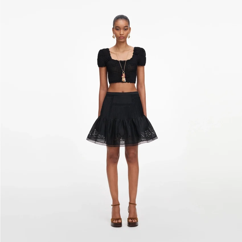 Black Embroidered Mini Skirt Black Embroidered Mini Skirt