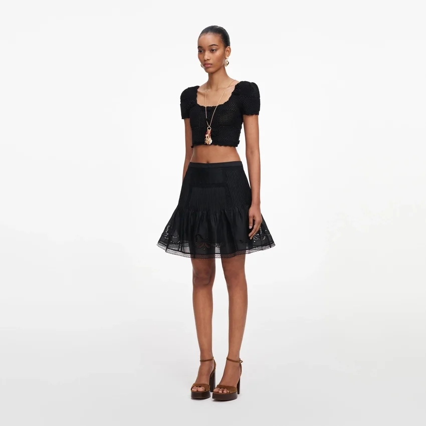 Black Embroidered Mini Skirt Black Embroidered Mini Skirt