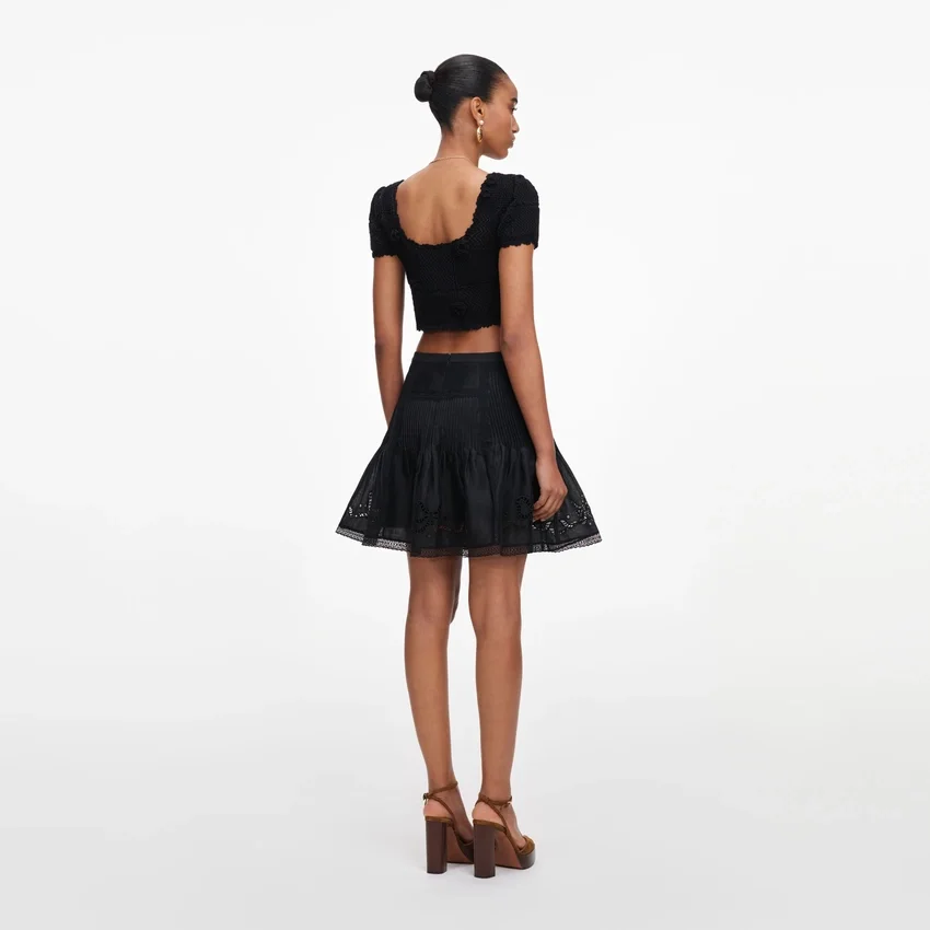 Black Embroidered Mini Skirt Black Embroidered Mini Skirt