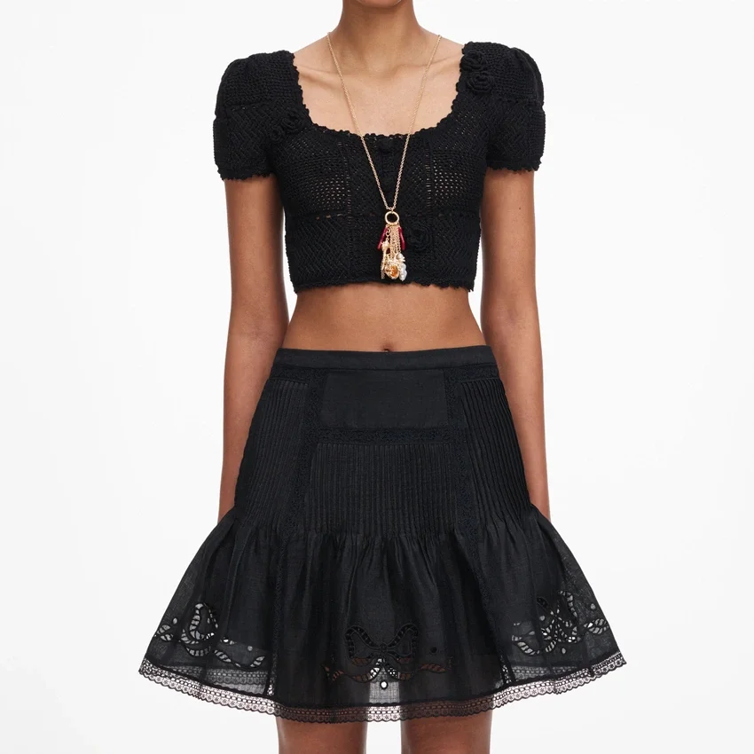 Black Embroidered Mini Skirt Black Embroidered Mini Skirt
