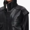 Black Faux Leather Bomber Jacket