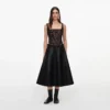 Black Faux Leather Midi Skirt