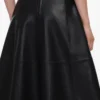 Black Faux Leather Midi Skirt