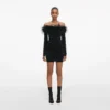 Black Feather Viscose Knit Mini Dress