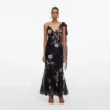 Black Floral Georgette Maxi Dress