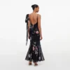 Black Floral Georgette Maxi Dress