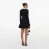 Black Flower Trim Knit Mini Dress
