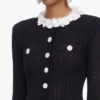 Black Flower Trim Knit Mini Dress