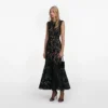 Black Guipure Lace Midi Dress