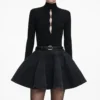 Black Keyhole Knit Top