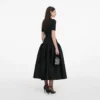 Black Knit Taffeta Midi Dress