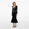 Black Lace Insert Peplum Knit Midi Dress