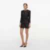 Black Lace Long Sleeve Mini Dress