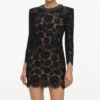 Black Lace Long Sleeve Mini Dress