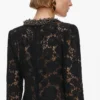 Black Lace Long Sleeve Mini Dress