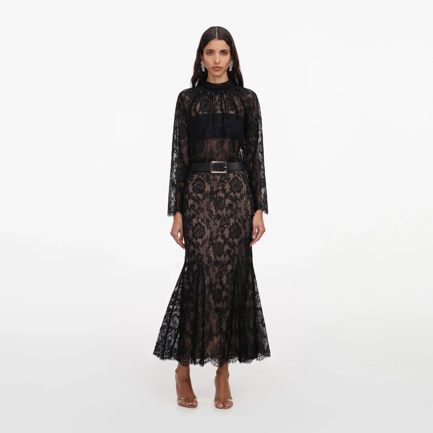 Black Lace Midi Skirt Black Lace Midi Skirt